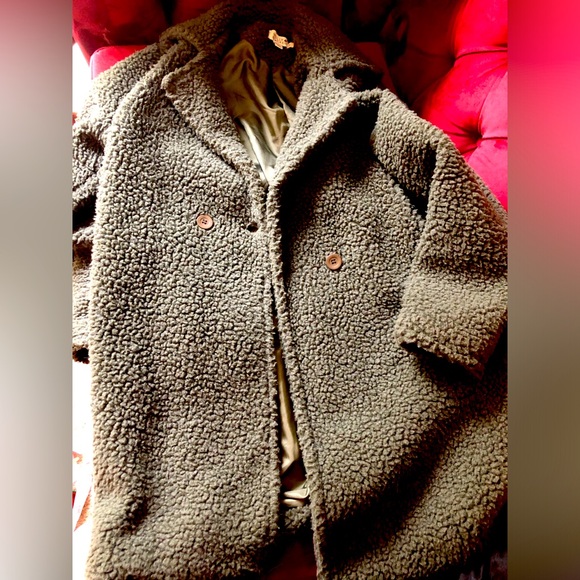 Molly Bracken Jackets & Blazers - Molly Bracken green fleecy winter overcoat